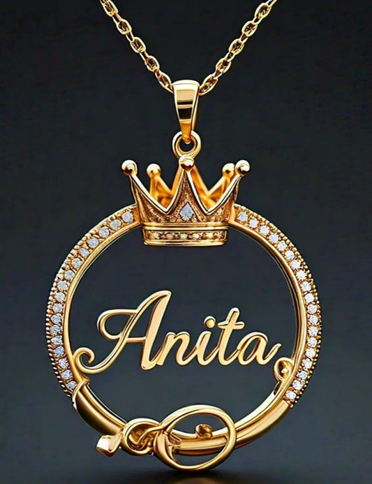 Personalized Name Pendant (Crown Style)